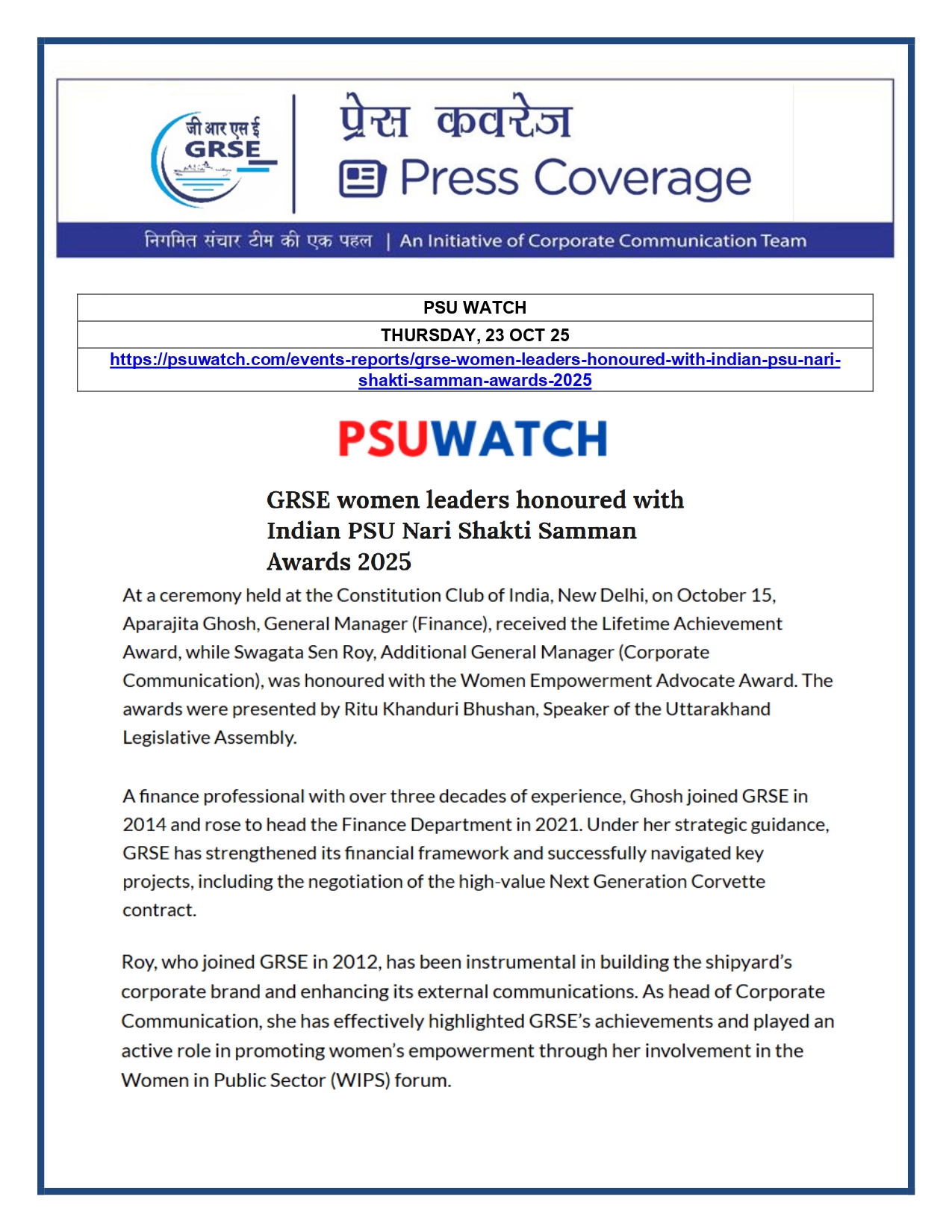  Press Coverage: 23 Oct 25:MORNING INDIA 